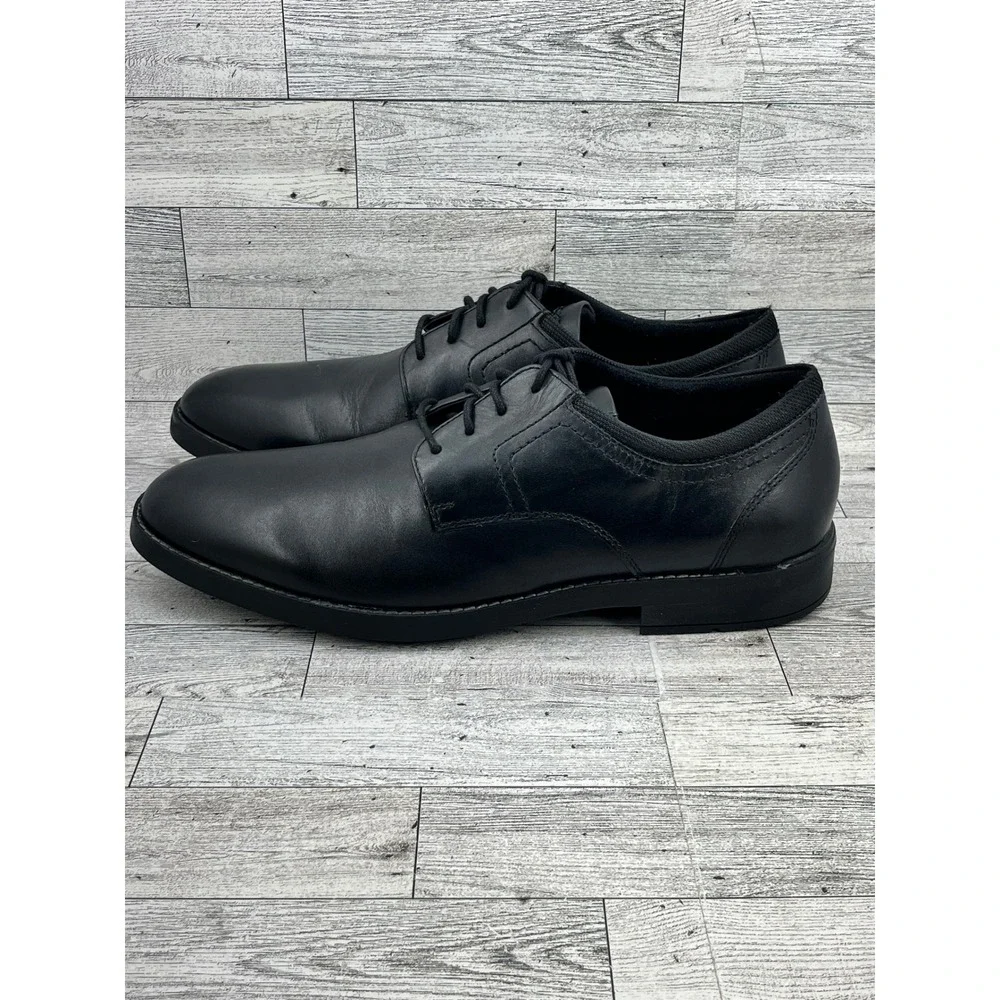 Rockport TruTech Mens Black Leather Derby Dress Shoes Lace Up Round Toe Size 11M